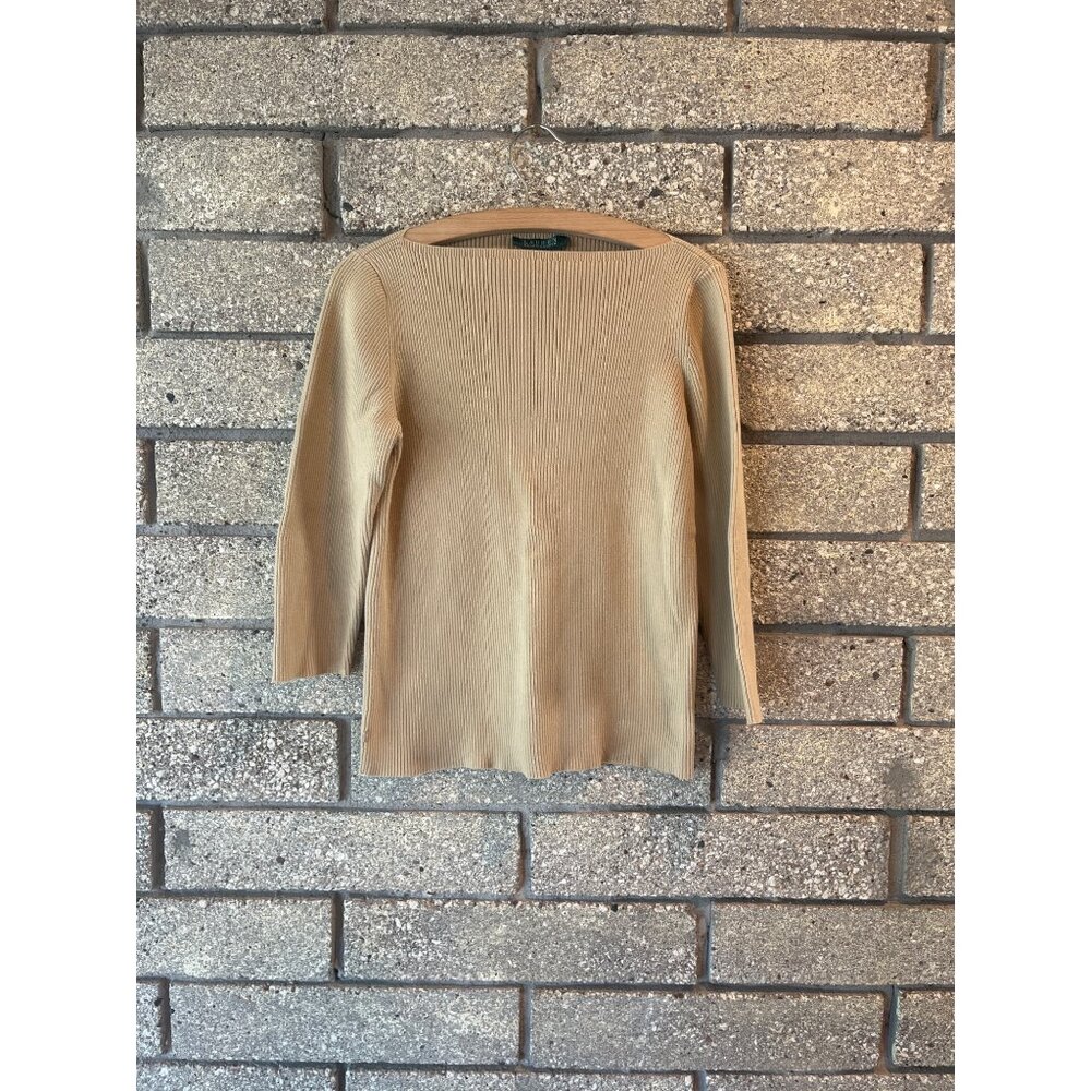 Lauren Ralph Lauren Ribbed Knit Beige Sweater Large